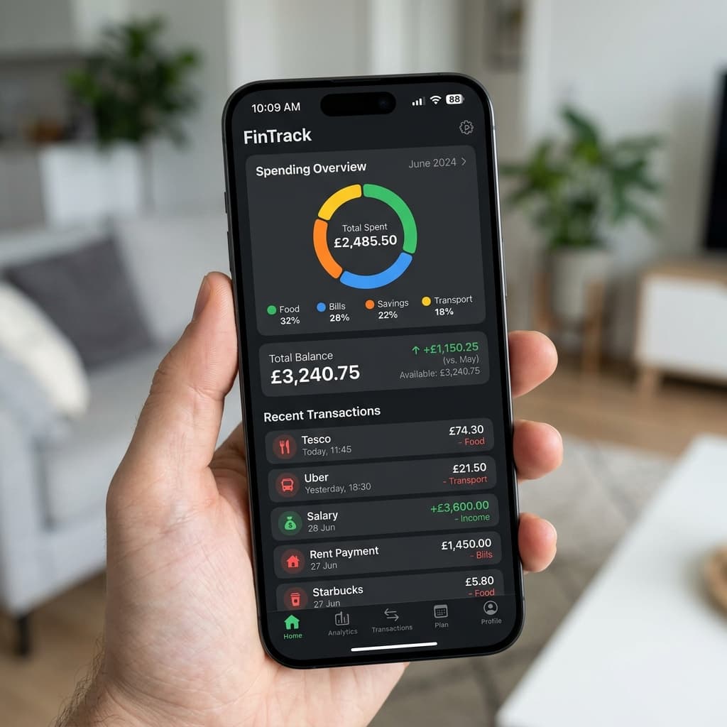 FinTrack mobile personal finance app